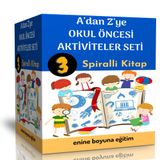 Enine Boyuna Adan Zye Okul Öncesi Aktiviteler Seti (3 Spiralli Kitap) - Enine Boyuna Eğitim