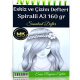 Enine Boyuna Eğitim Eskiz ve Çizim Defteri Spiralli 60 Sayfa A3 160 gr