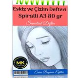 Enine Boyuna Eğitim Eskiz ve Çizim Defteri Spiralli 60 Sayfa A3 80 gr
