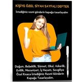 Enine Boyuna Eğitim Kişiye Özel Siyah Sayfalı Defter A4-A5 (60 Sayfa) Beyaz Kalem Hediyeli