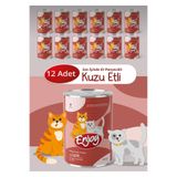 Enjoy Kedi Konservesi, Kuzu Etli, Sos İçinde Et Parçacıklı, 400 gr, 12'li Set EN-K4K