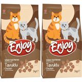 Enjoy Kuru Kedi Maması, Tavuklu, Yetişkin, Keten Tohumu ile Omega 3 & 6 Katkısı, 1 Kg (2 paketi)