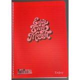 Enjoy Marka Spiralli Defter 60 Yaprak - Kırmızı ve Pembe Renk Seçeneği 'enjoy Every Moment' Desenli Okul Defteri