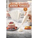Enjoy Party Store 10 Adet Tek Kullanımlık Krema Sıkma Torbası Pasta Süsleme Torbası Şeffaf Krema Torbası Pasta & Tatlı
