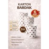 Enjoy Party Store 6’lı 7 Oz Karton Bardak Tek Kullanımlık Kağıt Bardak Sıcak ve Soğuk İçecek Uyumlu Parti Ofis Piknik
