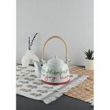 Enjoy Porselen Demlik - Hasır Saplı Çay Demliği - Üstten Saplı Demlik - 1 Litre
