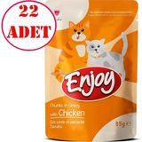 Enjoy Pouch Tavuklu 22x85 gr Yetişkin Yaş Kedi Maması