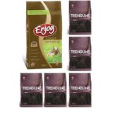 Enjoy Tavuklu Yetişkin Kedi Maması 15 Kg & Trendline Biftekli Yetişkin Köpek Maması 1 Kg X 5 Adet