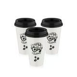 Enjoy Your Coffee Baskılı Kapaklı Plastik Bardak, 3'lü Set Kahve Bardağı