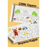 Enjoymydesign Çiftlik Yaşamı Dev Boyama Kağıdı 2.5 Metre Tatil Aktivite Rulosu - Çocuk Eğitici Boya Rulo Kağıt