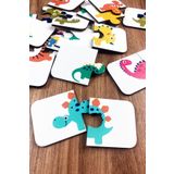Enjoymydesign Dinozor Temalı Ahşap Iki Parçalı Eşleştirme Oyunu Okul Öncesi Bebek Eğitici Oyuncak