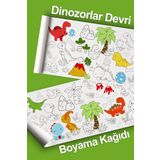 Enjoymydesign Dinozor Temalı Dev Boyama Kağıdı 2 Metre Sevimli Dinozorlar Aktivite Rulosu - Çocuk Eğitici Rulo