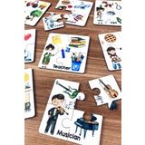 Enjoymydesign Meslekleri Öğreniyorum Ahşap Üç Parçalı Eşleştirme Oyunu Okul Öncesi Bebek Eğitici Oyuncak