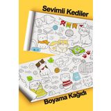 Enjoymydesign Sevimli Kediler Dev Boyama Kağıdı 2 Metre Kedili Aktivite Rulosu - Çocuk Eğitici Rulo