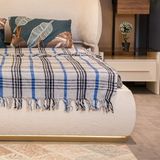 Enka Home Scotch Pamuklu Battaniye - 150 x 200 cm - Mavi - Gri