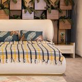 Enka Home Scotch Pamuklu Battaniye - 180 x 220 cm - Ekru - Hardal
