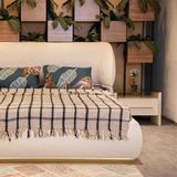 Enka Home Scotch Pamuklu Battaniye - Bej - Lacivert - 180 x 220 cm