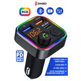 Enkado 30w Pd Hızlı Şarj 5.0 Bluetooth MP3 Çakmaklık Rgb Işıklı Led Ekran Usb Araç Fm Transmitter Çakmaklık
