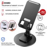 Enkado 360 Dönebilen Tüm Açılarla Ayarlanabilir Stand Telefon ve Tablet ile Uyumlu Stand Güçlü Telefon Tutucu Yükseltici - Siyah - Renk