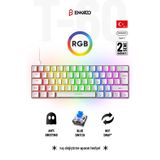 Enkado 60 Tuş Mekanik Klavye RGB Aydınlatmalı Oyuncu Klavyesi Blue Switch Q Kablolu Hot Swap Beyaz Klavye
