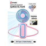 Enkado Katlanabilir Taşınabilir Şarjlı Sessiz Mini El Fanı Askılı Serinletici Güçlü El Fanı Vantilatör
