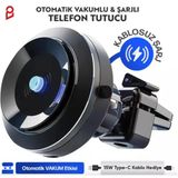 Enkado Otomatik Vakumlu Kablosuz Şarjlı Araç İçi Telefon Tutucu (Kdo)