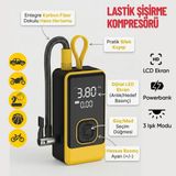 Enkado Şarjlı Oto Hava Kompresörü Taşınabilir Lastik Şişirme Pompası Dijital LCD Ekranlı Işıklı Powerbank