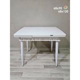 Enkare Beyaz Küçük Mdf Masa, Beyaz Ayaklı, Açılabilir Mutfak Masası, 4 Kişilik Yemek Masası