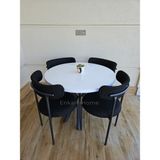 Enkare Elisa Masa Sandalye Takımı, 4 Kişilik Mutfak Masası, Yuvarlak Mdf Masa, 90 X 90 - Siyah