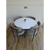 Enkare Karamel Elisa Masa Sandalye Takımı, 4 Kişilik Mutfak Masası, 90x90 Yuvarlak Mdf
