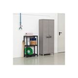 ENLIS 3 Raflı Kilitli Plastik Dolap Gri İki Kapılı Çok Amaçlı Banyo Balkon Dolabı (65x40x172 cm)
