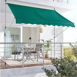 Enlis Yeşil Teleskopik Balkon Tentesi 300X130 cm Manuel Açılır Güneşlik Tente