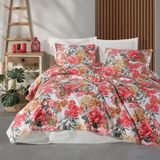 Enlora Home Baskılı Pike Takımı Çift Kişilik Lotus Kırmızı