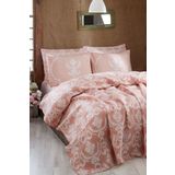 Enlora Home Desenli Pike Örtü Çift Kişilik Pure Pudra (Pike)