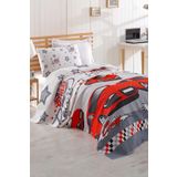 Enlora Home Desenli Pike Örtü Tek Kişilik Crazy Kırmızı (Pike)