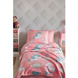 Enlora Home Desenli Pike Örtü Tek Kişilik Unicornio Pembe (Pike)