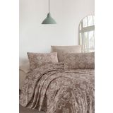 Enlora Home Desenli Pike Seti Çift Kişilik Pure Kahve (Pike+Yastık Kılıfı)