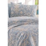 Enlora Home Desenli Pike Seti Çift Kişilik Tuval Mavi (Pike+Yastık Kılıfı)