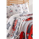 Enlora Home Desenli Pike Seti Tek Kişilik Crazy Kırmızı (Pike+Yastık Kılıfı)