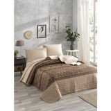 Enlora Home Kapitone Yatak Örtüsü Seti Tek Kişilik 160 x 220 cm Kahve Desenli Pamuk Polyester