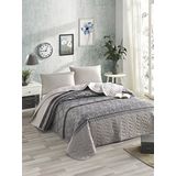 Enlora Home Kapitone Yatak Örtüsü Seti Tek Kişilik Gri Desenli Pamuk Polyester Antibakteriyel - 160 x 220 cm