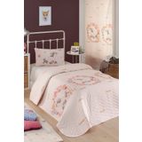 Enlora Home Kapitone Yatak Örtüsü Seti Tek Kişilik Unicornlar Pembe