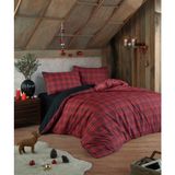 Enlora Home Kolay Ütülenir Çift Kişilik Nevresim Takımı Kırmızı Desenli 200 x 220 cm