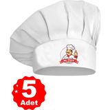 Enma Life 5Li Beyaz Üzeri Mr. Chef Logo Baskılı Şapkası Mantar Kep