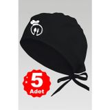 Enma Life 5Li Çatal Kaşık Şapka Temalı Siyah Özel Tasarım Aşçı Ve Şef Bonesi