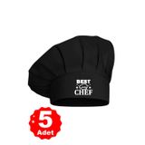 Enma Life 5Li Siyah Üzeri Best Chef Baskılı Şef Aşçı Şapkası Mantar Kep