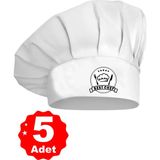 Enma Life 5Li Siyah Üzeri Beyaz Best Chef Logo Baskılı Şef Aşçı Şapkası Mantar Kep