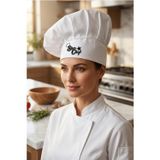 Enma Life Aşçı Şapkası, Mantar Kep Beyaz Star Chef Baskılı