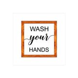 Enma Life Banyo,Lavabo Duvar Dekoru Wash Your Hands Ellerini Yıka Beyaz Zeminli Ahşap Çerçeveli Tablo