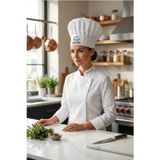 Enma Life Beyaz Üzeri Siyah Best Chef Logo Baskılı Şef Aşçı Şapkası, Mantar Kep